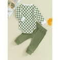 thumbnail image 5 of Bagilaanoe 2pcs Newborn Baby Girl Pants Set Long Sleeve Checkerboard Romper Tops + Sweatpants 3M 6M 12M 18M 24M Infant Casual Clothes, 5 of 8