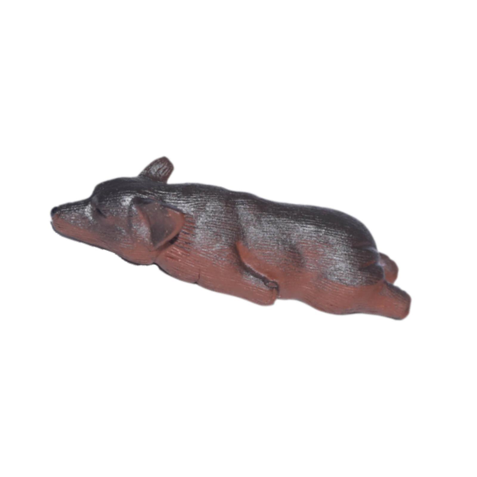 Esquirla Sleeping Dog Sculpture Mini Figurine Ornament Statue Purple Sand Pottery Clay with Cute Vivid Expression Suitable for Tea Table Decor Shelf Display Ho