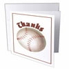 3dRose Thanks, Baseball, Greeting Cards, 6 x 6 inches, set of 12