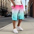 thumbnail image 4 of Cargo Shorts Lightweight Knee Length Casual Work Shorts Elastic Waist Summer Outdoor Hiking Pants with Pockets,Light Blue M, 4 of 5