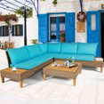 thumbnail image 4 of Gymax 8PCS Rotin Patio Canapé Ensemble de Meubles d'Extérieur W / Coussins Turquoise, 4 of 10