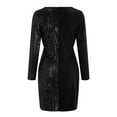 thumbnail image 3 of ASFGIMUJ Ladies Autumn And Winter V Neck Long Sleeved Stitching Sequin Dress Evening Dress, 3 of 5