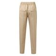 thumbnail image 5 of Gyexs Mens Dress Pants Straight Fit Elastic Waist Pants for Senior Men Loose Fit Lightweight Summer Beach Trousers with Pockets Khaki, Szie S, 5 of 8