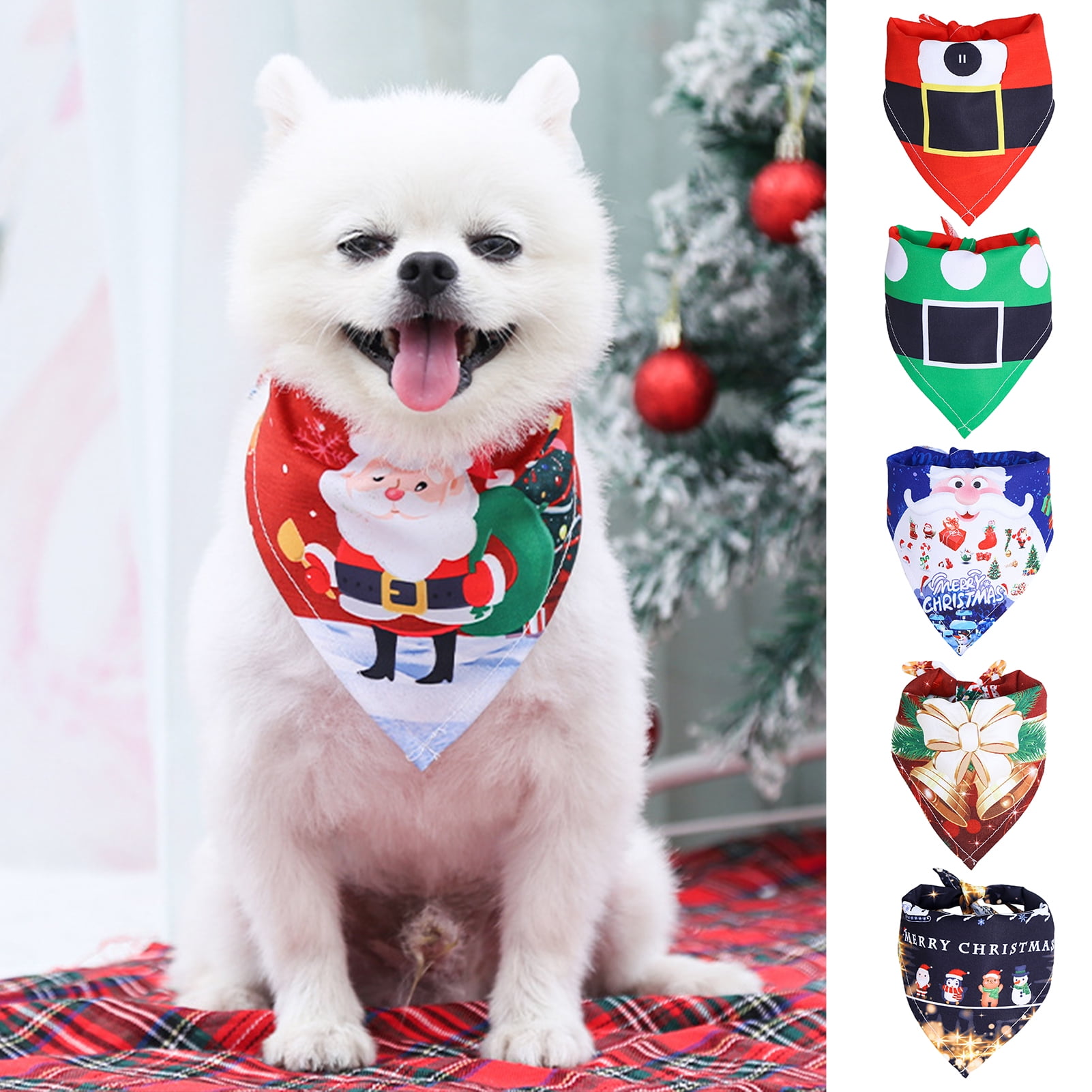Lovely Pet Dog Cat Christmas Santa Claus Bandanas Triangle Bibs Scarf Dog Bow Ties Pet Costumes Accessories Pet Christmas Bibs S, Green