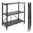 thumbnail image 1 of Estante Metalico Plegable Anaquel de 3 Niveles 87x71.5x36.5cm Marthing Rack Organizador Plegable Estante de Metal Practico Facil de Almacenaje, Uso Rudo Resistente Ruedas de Movilidad con Seguro, 1 of 10