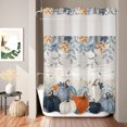 thumbnail image 1 of No Hook Shower Curtain, Orange Blue Pumpkin Fall Shower Curtains for Bathroom with See Through Top Window, Thanksgiving Botanical Vintage Waterproof & Washable Bath Curtain 60"x72", 1 of 8
