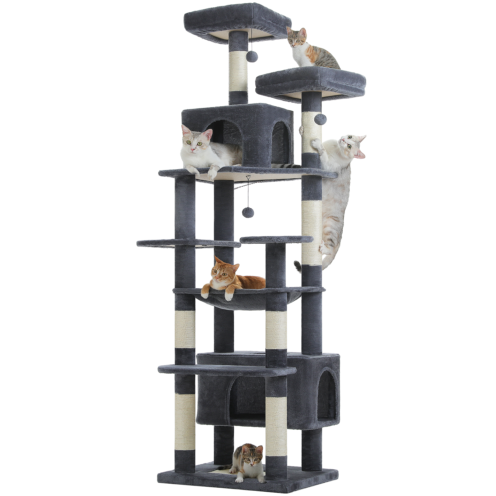 PEQULTI 81"Extra Large Cat Tree for Indoor Cat Tall Cat Tower with 7 scracthing posts Dark Gray