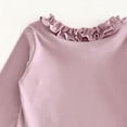 thumbnail image 6 of Girls Ruffle Neck Long Sleeve Shirts, Kids Soft Slim‑Fit Pullover Top, Solid Color Ruffle Cuffs Casual Blouse, 6 of 8