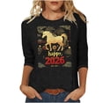 thumbnail image 3 of TaTaai Womens New Year Celebration 2026 Print Three Quarter Sleeve Top Round Neck Casual Blouse Holiday Festival Party Wear Gift, 3 of 5