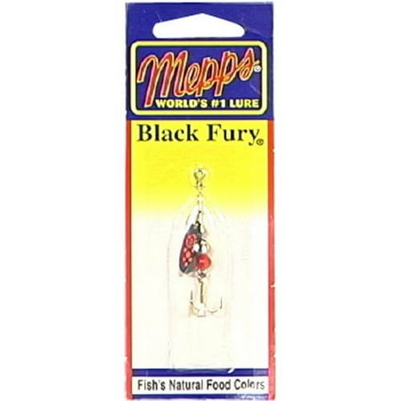 Mepps Black Fury Plain Treble Inline Spinner 1/12 oz Fluorescent Red Dot