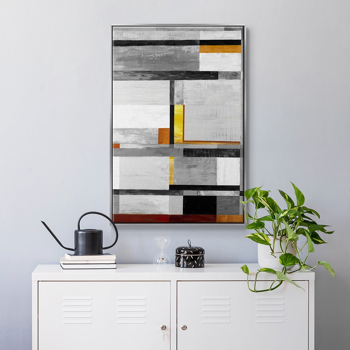 Retro Spectrum V7 Framed Premium Gallery Wrapped Canvas - Ready to Hang - 17 x 25 - Silver Floating Frame