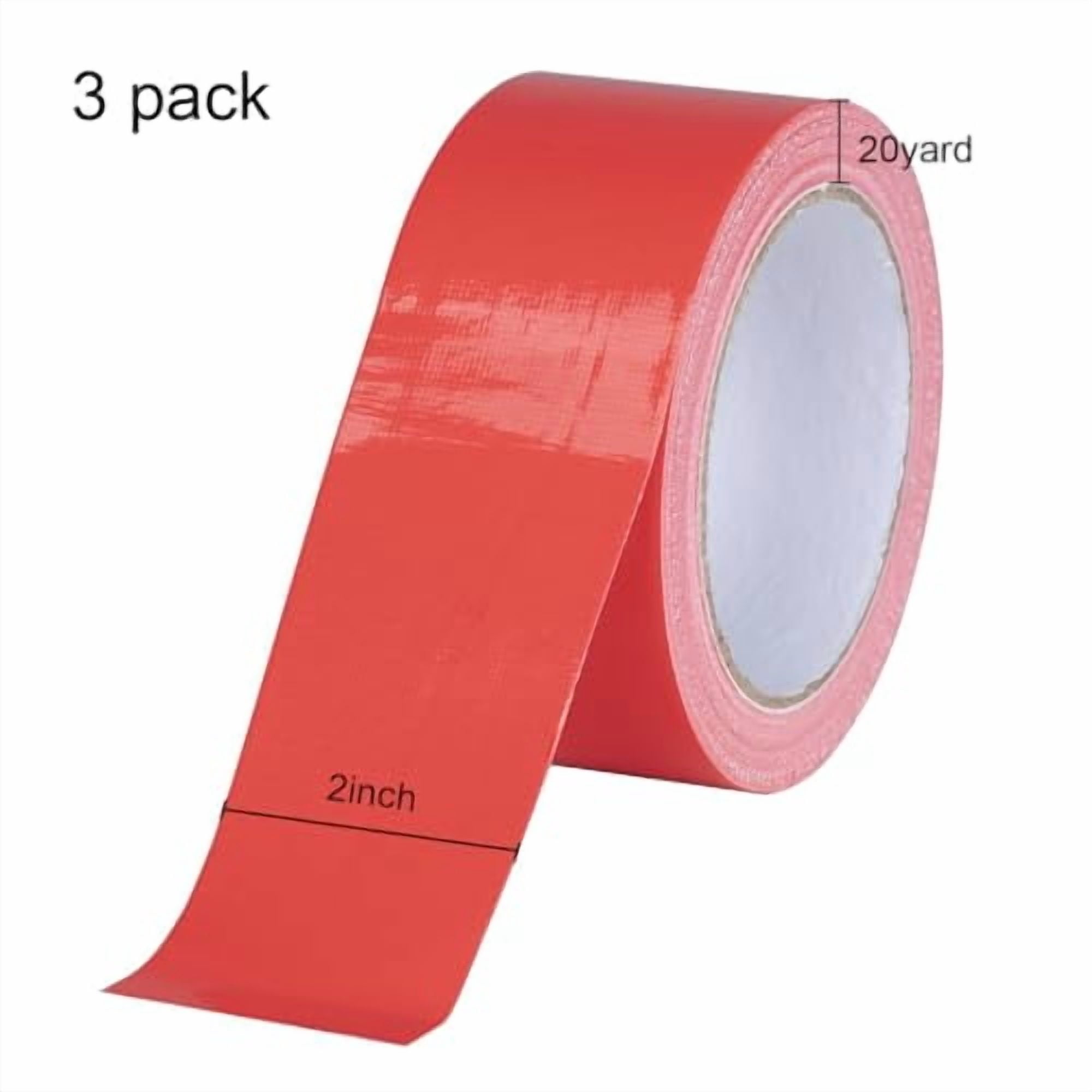 3 Pack Heavy Duty Waterproof Red Duct Tape, 60 Yards x 2 Inch Strong Adhesive Tape Bulk for Indoor Outdoor Repairs