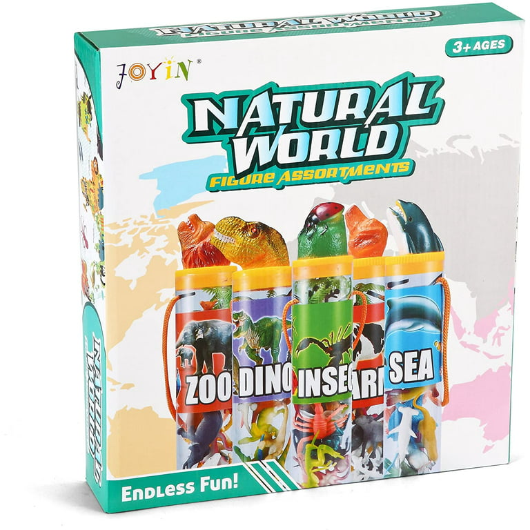 JOYIN Toy 69 Pieces Natural World Animal Dinosaur Insect Sea Farm Figures Mini Plastic Vinyl Assorted Playset