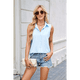 thumbnail image 5 of Camisa Sin Mangas con Botones para Mujer, Blusa con Cuello, Camisas Casuales de Oficina, Camiseta Básica Sin Mangas. Azul L, 5 of 10