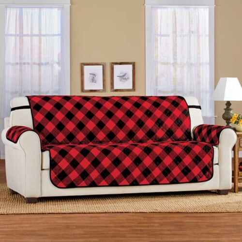 Buffalo Check Plaid Furniture Cover Red, Red Sectional Sofas Covers