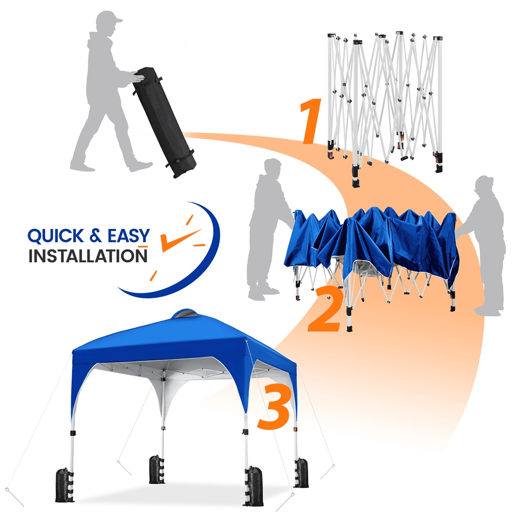 Renwick 8x8Ft Instant Pop Up Canopy Tent with Roller Bag & Sandbags, Blue