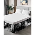 thumbnail image 4 of Black White Wrap Around Bed Skirts for King Bed 18" Drop,Bed Skirt with Adjustable Elastic Belt Dust Ruffle Bed Valance for Bedroom Hotel Retro Stars Stripes Flag Shabby Chic Texture Bed Frame Cover, 4 of 7