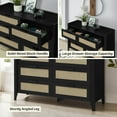 thumbnail image 7 of Fake Rattan 6 Drawer Dresser for Bedroom, 47.3″ W Modern Wide Chest of Drawers, Wood Storage Organizer for Clothes, Entryway, Hallway, Nursery or Living Room, Black, 7 of 7