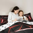 thumbnail image 5 of Castle Fairy 3-Piece Queen Size Comforter Set - Plaid Gamepad Gamer Print, 5 of 8