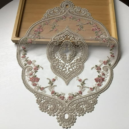 

Dining Table Embroidery Craft Placemat European Style Lace Fabric Insulation Plate Mat Anti-scald Coaster
