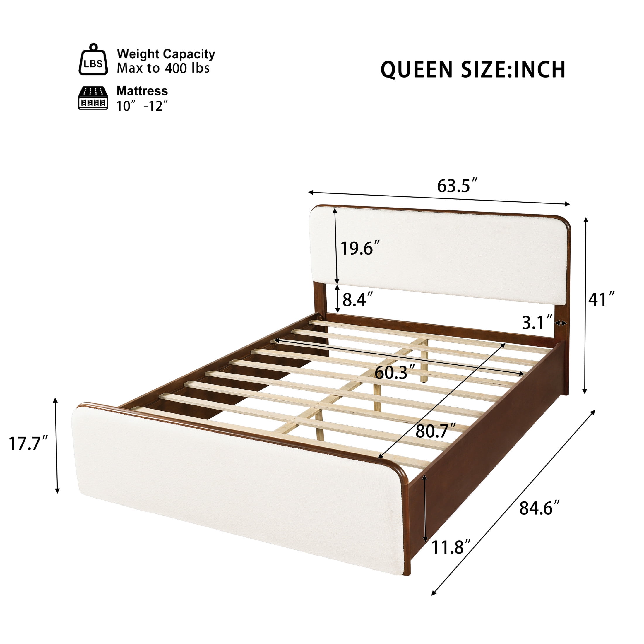 Christopher Knight Home Modern Queen Wood Bed Frame with Upholstered Headboard and Footboard, Walnut