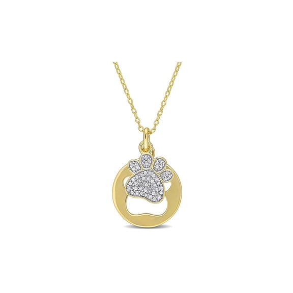 1/10 Carat (Ctw) Diamond Dog Paw Pendant Necklace in Sterling Silver with Chain for Women