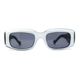 thumbnail image 3 of Womens Mod Thick Temple Rectangle Retro Sunglasses White, 3 of 4