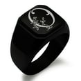 thumbnail image 1 of Stainless Steel Letter O Initial Floral Monogram Engraved Engraved Square Flat Top Biker Style Polished Signet Ring, 1 of 1