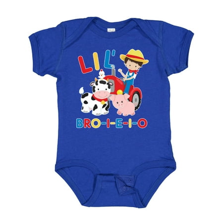 

Inktastic Farmer Tractor EIEIO Little Bro Gift Baby Boy Bodysuit