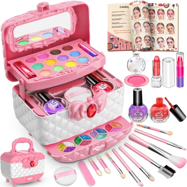 Kit de maquillaje Hollyhi 42 unidades para niñas con estuche cosmético de 3 a 12 años
