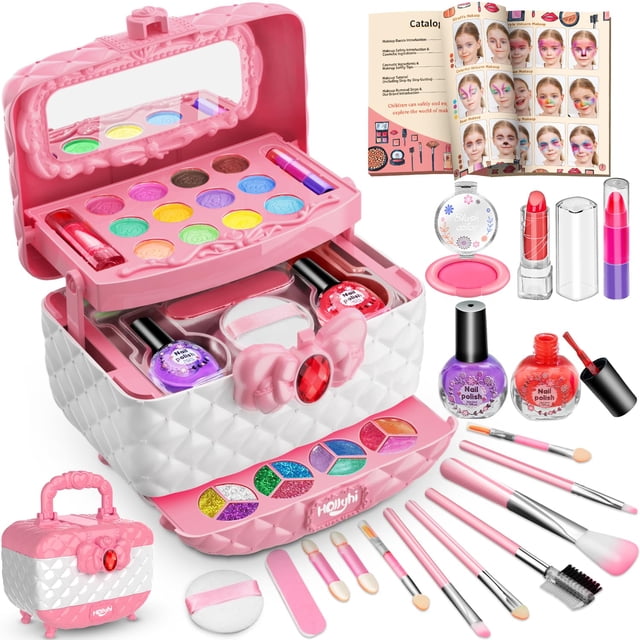 Kit de maquillaje Hollyhi 42 unidades para niñas con estuche cosmético de 3 a 12 años