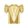 thumbnail image 3 of vastwit Toddler Girls Blouses Metallic Shirts Party Tops Ruffle Short Sleeve Tee Concert T-shirt Gold 18-24M, 3 of 7