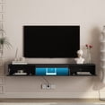 thumbnail image 2 of S-HOME Floating TV Stand Wall Mounted with 16 Color LEDs in Black 69 Inch Entertainment Center for 55 to 65 Inch TV, 2 of 6