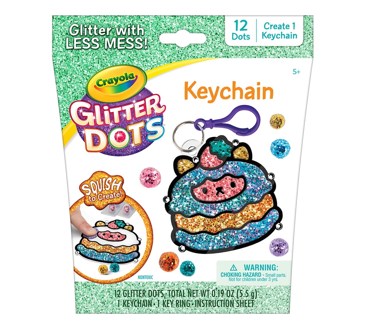 Crayola Glitter Dots Keychain DIY Craft Kit, Glitter with Less Mess