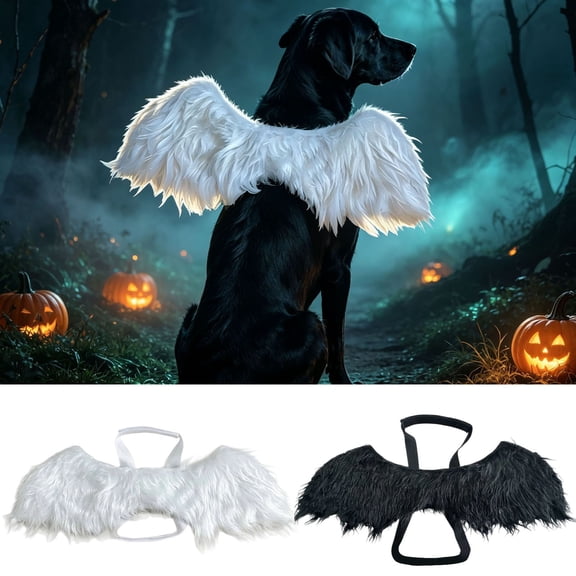 Forestwhale Halloween Pet Wings 18.11" Lightweight Pet Outfit Adjustable Funny Dress-Up Prop for Dogs Cats White