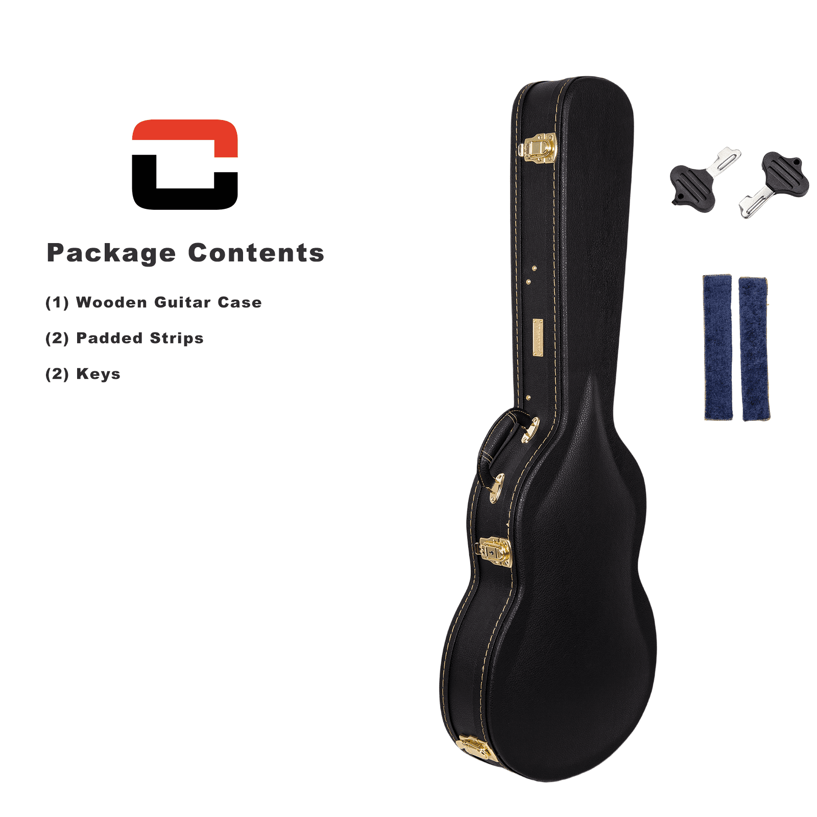 Crossrock 13" Archtop Guitar Case for Gretsch Jet/Penguin/Chris Rocha | Wooden Hardshell, Lock, Storage, Left & Right-Hand Compatible – Black (CRW620JA13BK)