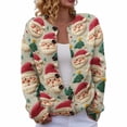 thumbnail image 2 of Cardigan de Noël pour Femmes, Chandail en Tricot à Manches Longues avec Boutons et Col Rond, Tenue de Fête pour les Rassemblements de Noël et les Occasions Festives - Beige, 2 of 6