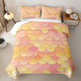 thumbnail image 2 of Manfei Mermaid Scale Quilt Full, Gradient Fish Scale Full Bedspread Sets, Pink Yellow, 3pcs, 1 Coverlet and 2 Pillowcases, 2 of 7