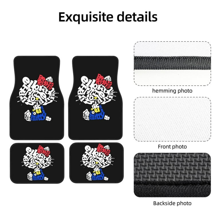 Hello Kitty Personalized Car Floor Mats Set of 4 Pieces Universal Cute Funny Floor Liner Car Accessories Automotive Decoration Floor Mats Style 2