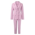 thumbnail image 5 of Riforla Women Solid Long Sleeved Suit Pockets Trousers Pants Suit Elegant Suit Trousers Sets Pink XL, 5 of 7