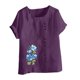 thumbnail image 4 of Túnica de Manga Corta Tops para las Mujeres Océano Pescado Impreso Blusa, Ropa Casual Ver Botón Arriba Camiseta, 4 of 4