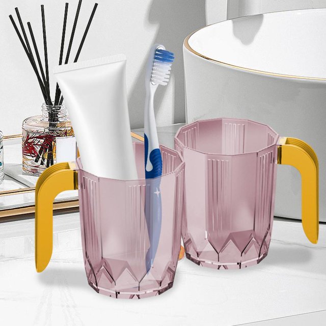Feltree Durable Plastic Toothbrush and Rinsing Cup, Easy to Clean Design for Bathroom, Household, and Dormitory Use