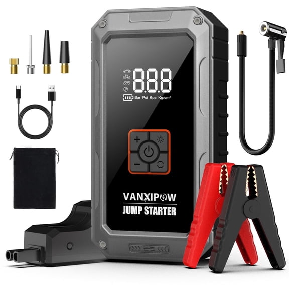 Car Battery Jump Starter with Air Compressor, 4500A Portable Jump Starter Battery Pack, 150PSI Tire Inflator Air Compressor with LED Light, USB Fast Charging for 12V Gas & Diesel Engines