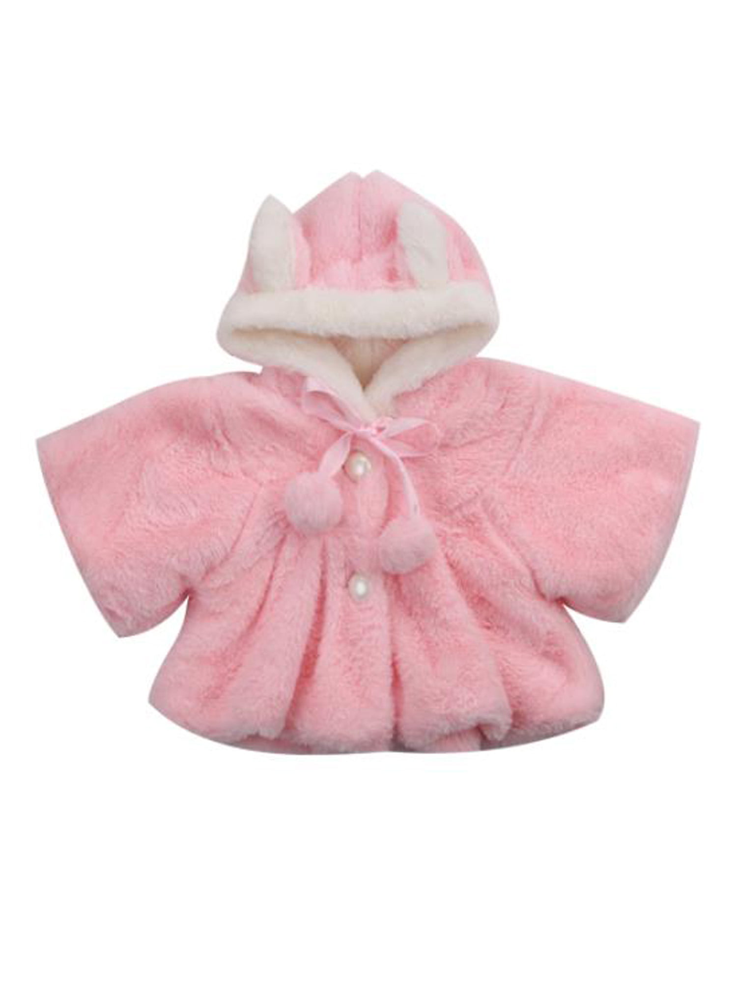 EFINNY Infant Baby Girl Winter Warm Hooded Coat Cloak Cute Faux Fur Thick Jacket Clothes Outwear for 0~48 Months 
