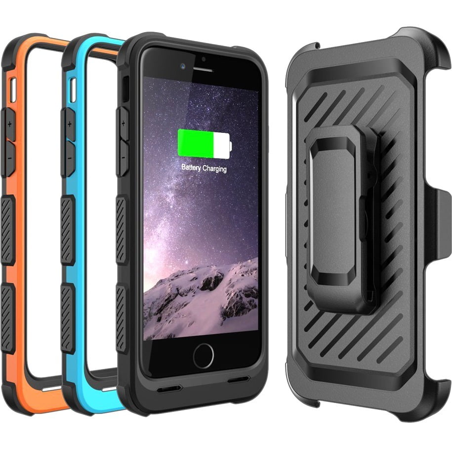 External Battery Charger Case with Holster and Interchangable Bumpers