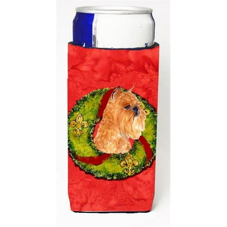 

Brussels Griffon Christmas Wreath Michelob Ultra bottle sleeves For Slim Cans - 12 oz.