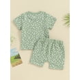 thumbnail image 4 of Suealasg Kids Girls Summer 2Pcs Clothes 6M 1T 2T 3T Toddler Baby Girls Casual Beach Outfits Floral Print Short Sleeve T-Shirt and Elastic Shorts Set, 4 of 9