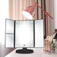 thumbnail image 3 of Makeup Vanity Mirror Magnifying with 21 LED Lights, Cosmetic Standing Table Mirror, 3X/2X Magnified Travel Foldaway Mirror, 180 Degree Rotation Black, 3 of 11