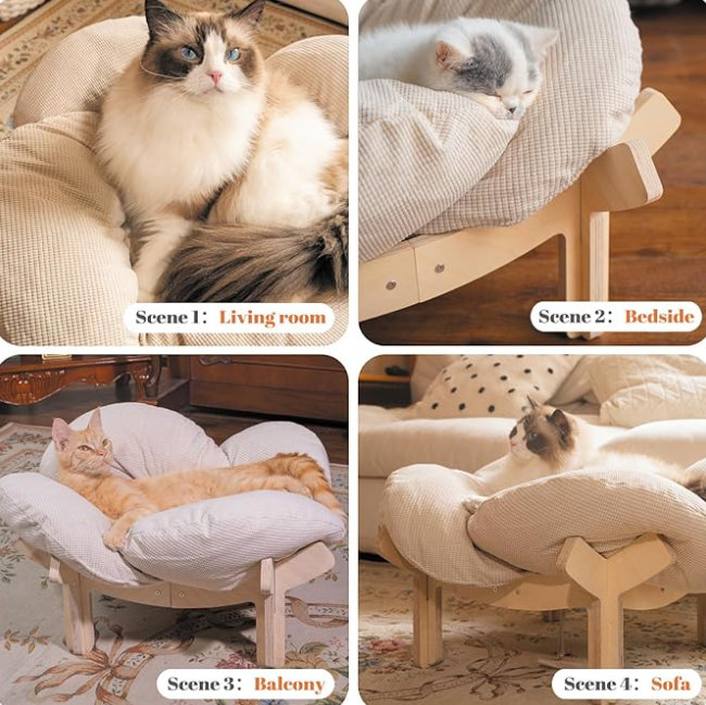 CheerPals Elevated Cat Bed with Wooden Frame photo 3