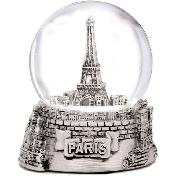 Mini Silver Paris Eiffel Tower Snow Globe 2.5 Inches